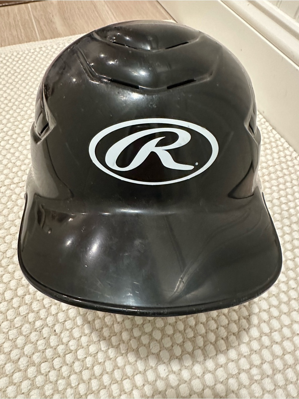 Rawlings Black Batting Helmet with White Logo kids 6.5 to 7.5 inches